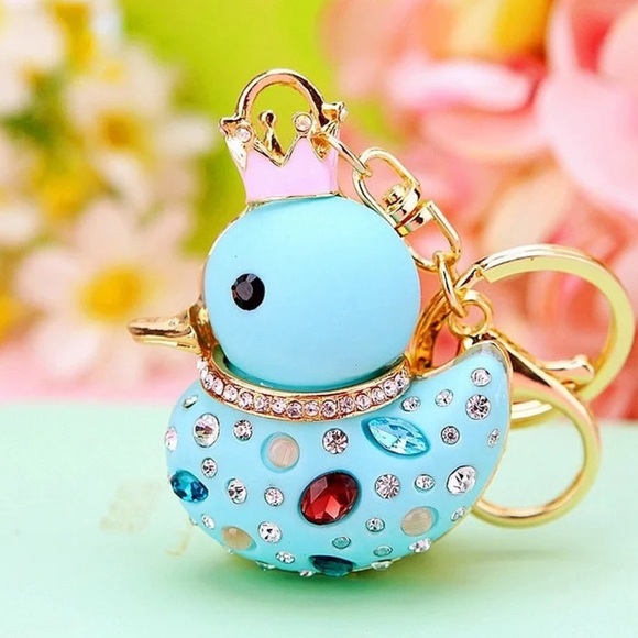 Adorable Cartoon “Good Luck” Lucky Duck Jeweled Bag Charm / Key Chain |  NEW - Picture 3 of 3